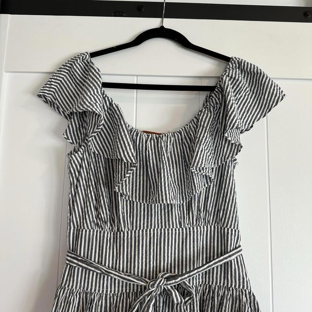 TORY BURCH Eyelet Seersucker Midi Dress Size 10 - Picture 6 of 9